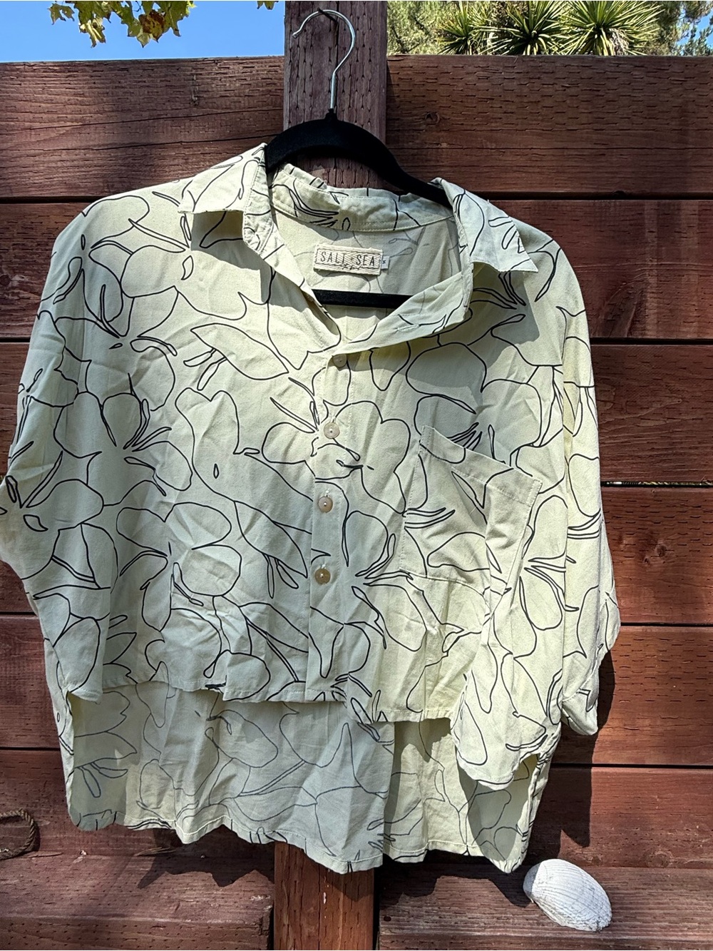 Women's Light Green Floral Button-Down Shirt -